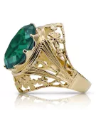 Or jaune 8 carats Emerald Anneau Artisanat vintage vrc031x-em Art Deco Style Art Déco soviétique